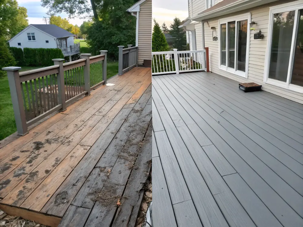 WPC decking installation before and after