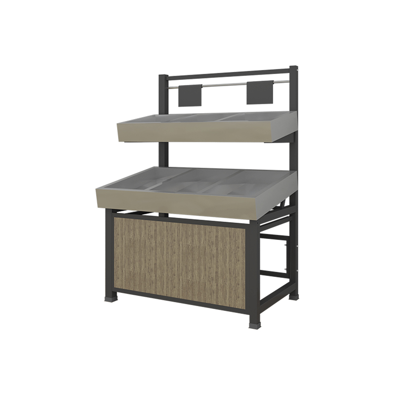 Customized Light-Duty Stainless Steel Vegetable Shelf Wood and Metal Fruit Stand for Supermarket Storage & Display