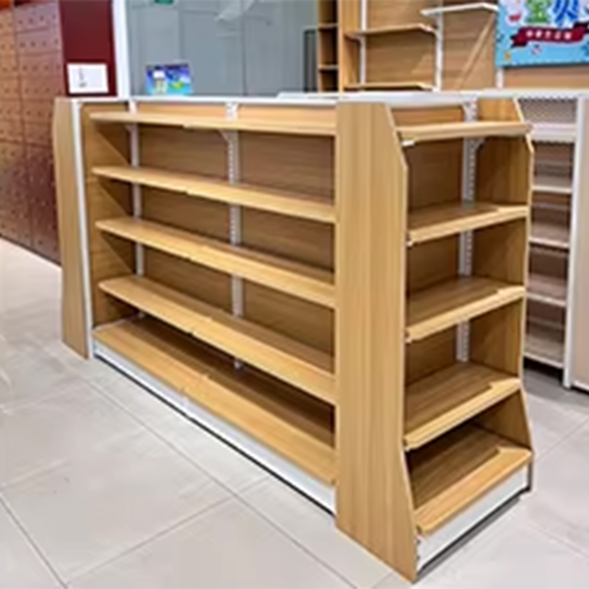 Steel and Wood Shelves, Pharmacy Display Shelves, Convenience Store Snack Shelves