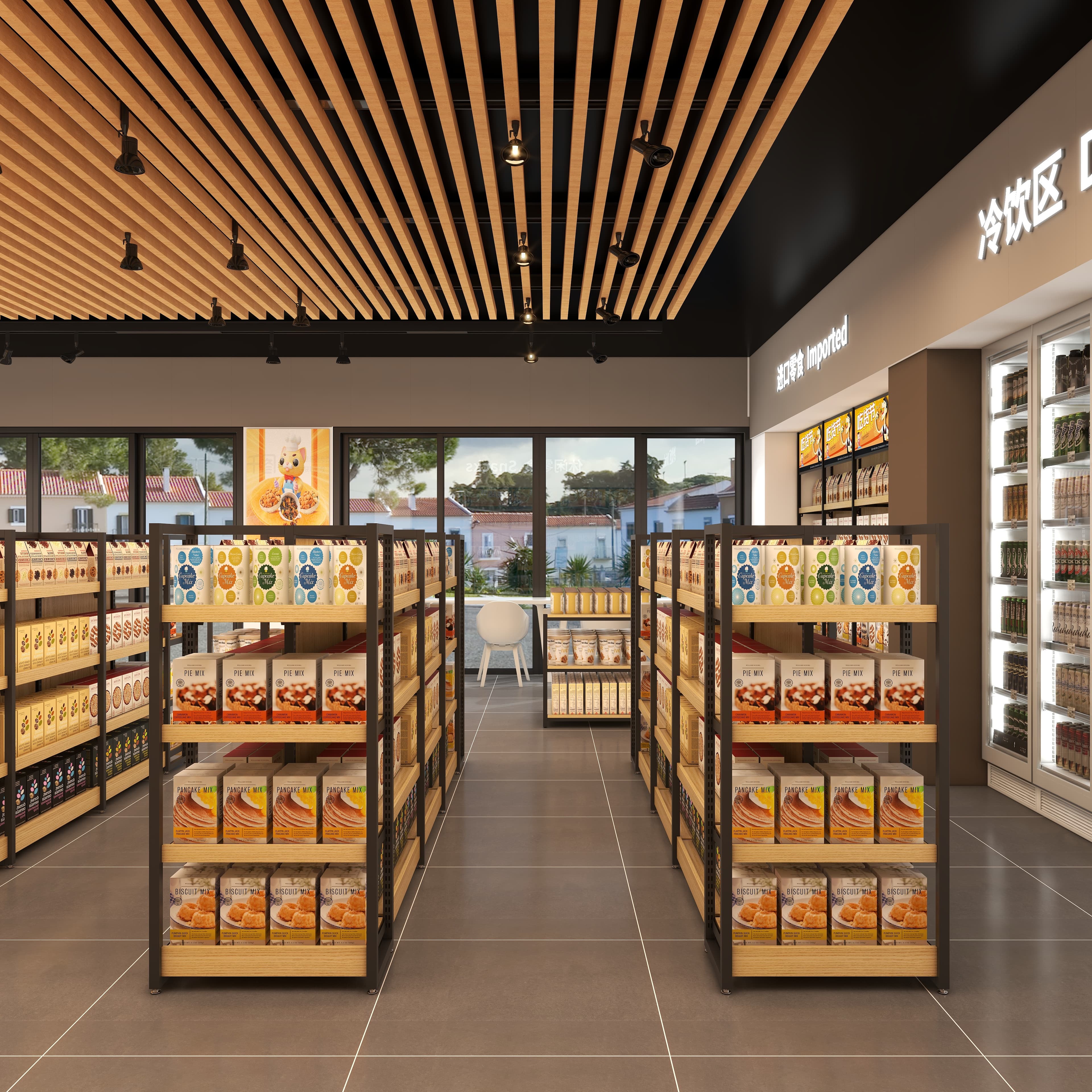 Convenience Store Snacks, Stationery, Toys, Steel and Wood Shelves, Display Racks