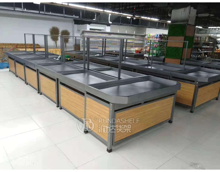 Customized Light-Duty Stainless Steel Vegetable Shelf Wood and Metal Fruit Stand for Supermarket Storage & Display