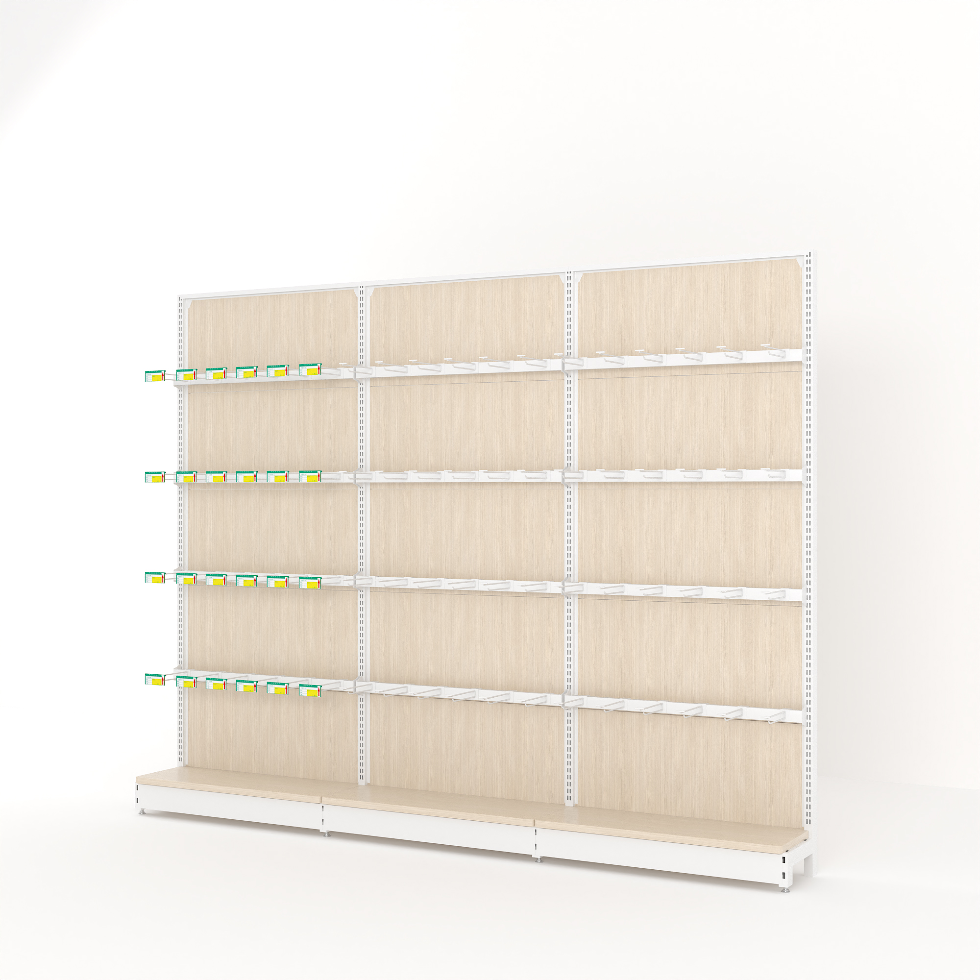 Double-Sided Supermarket Rack Steel and Wood Shelves for Pharmacy Display and Convenience Store Snacks for Retail Display