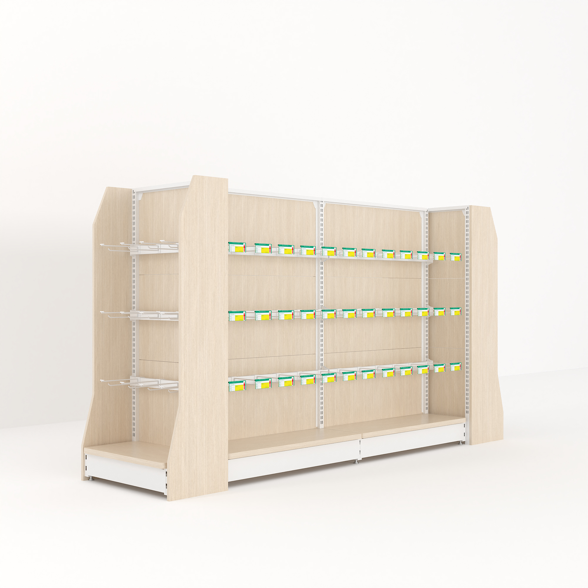 Steel and Wood Shelves, Pharmacy Display Shelves, Convenience Store Snack Shelves
