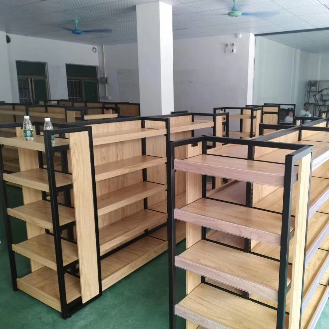Zhongdao Supermarket Rack Wooden Shelving with Steel and Wood for Stationery Store Mother and Baby Store Displays