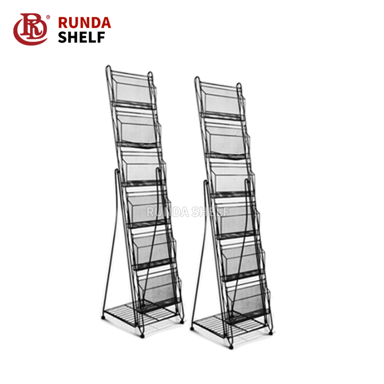 RD-B6 Modern Free Rotating Stand Newspaper and Comic Book Display Rack Metal Retail Shelf for Supermarkets