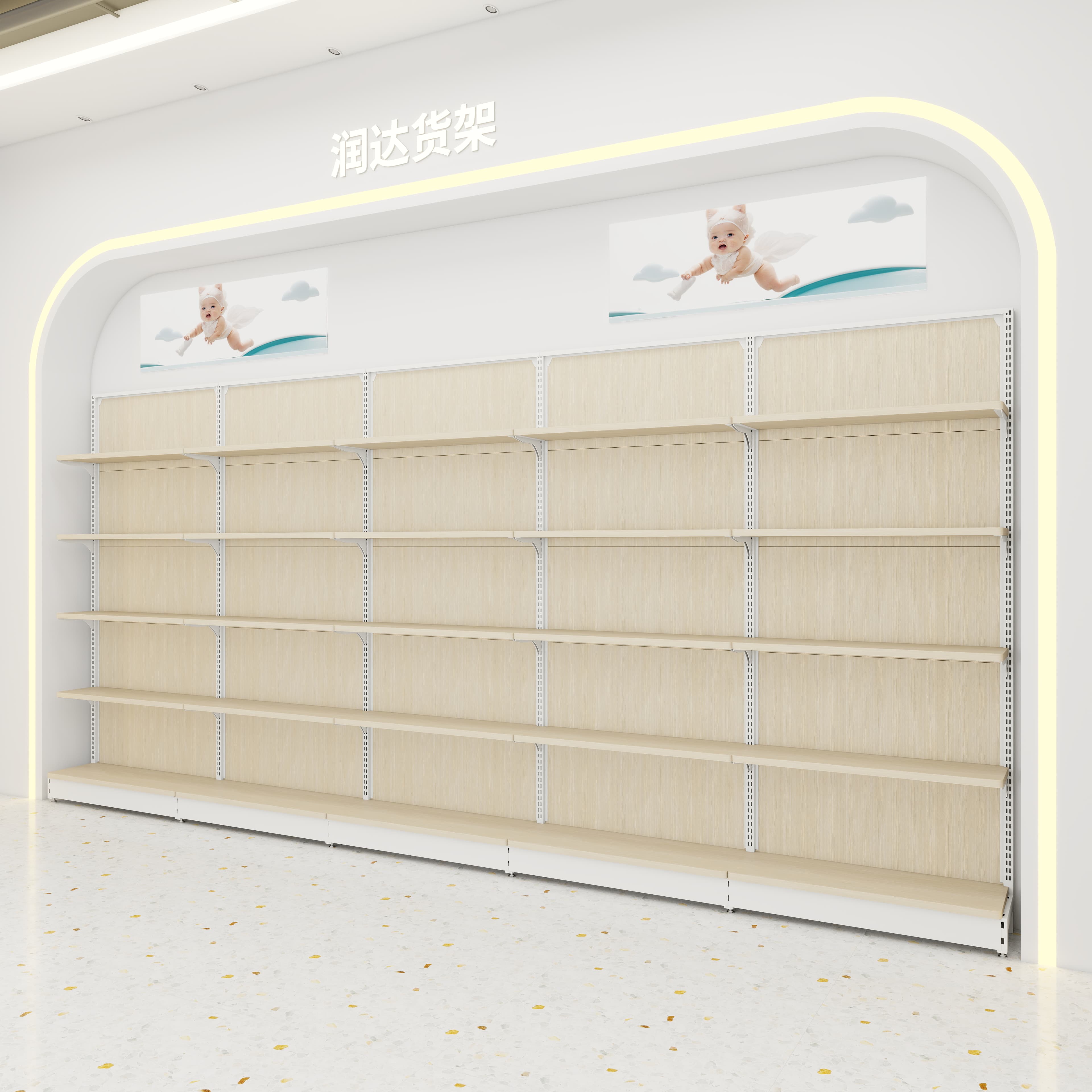 Convenience Store Shelves, Snack Shelves, Display Shelves, Boutique Steel and Wood Shelves
