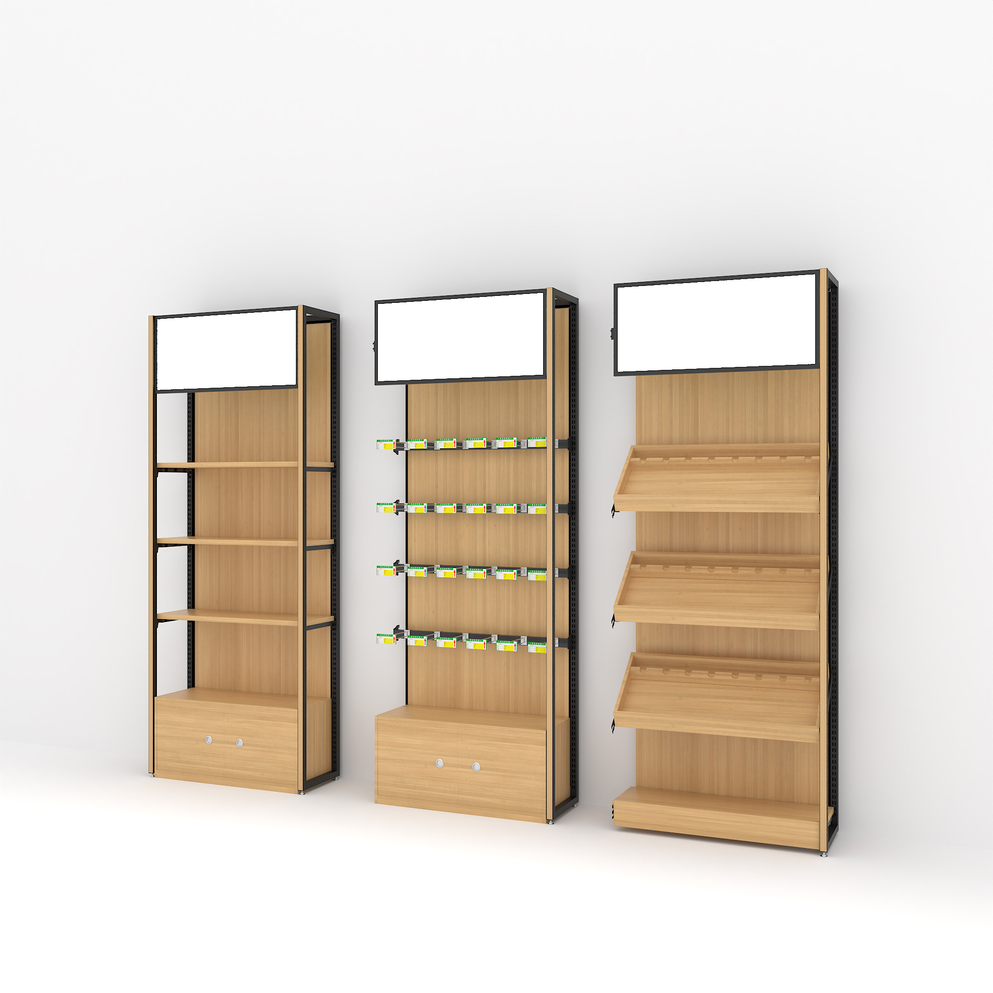 Steel and Wood Shelves, Supermarket Shelves, Boutique Stationery Store Shelves, Display Shelves