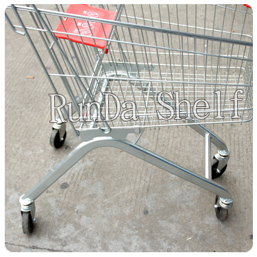 Asian Supermarket Folding Hand Trolley with Coin Lock Zinc Plated Plastic & Steel 50-130kg Capacity Red/Blue Shopping Cart