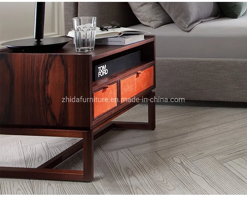 Hotel Walnut Wooden Nightstand View 4