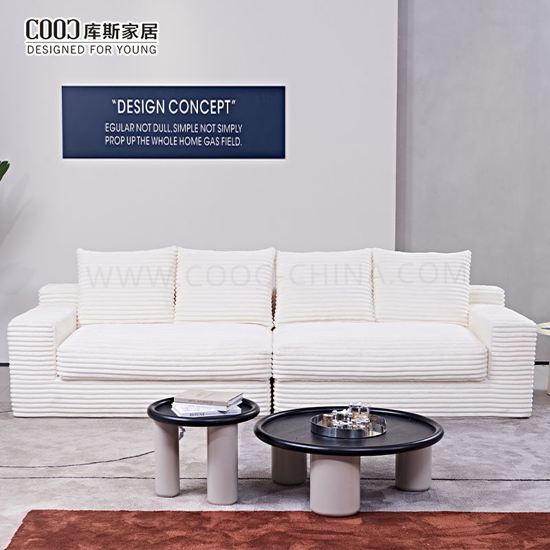Modern Big Size Large White Corduroy Sectional Foam Furniture Vacuum Sealed Pack Compressed Couch Living Room Sofa