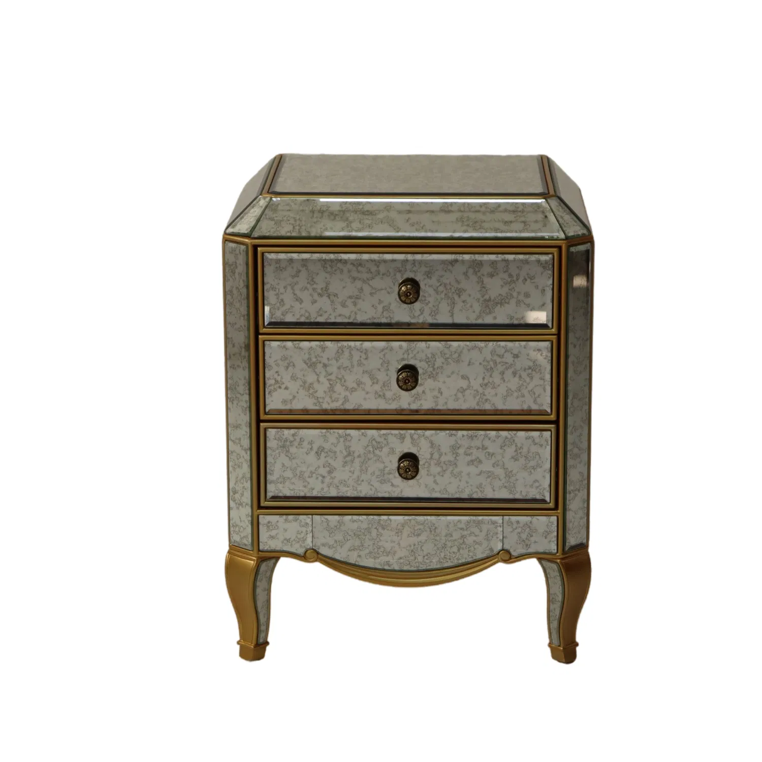 Elegant Hotel Bedroom Nightstand with Vintage Antique Mirror