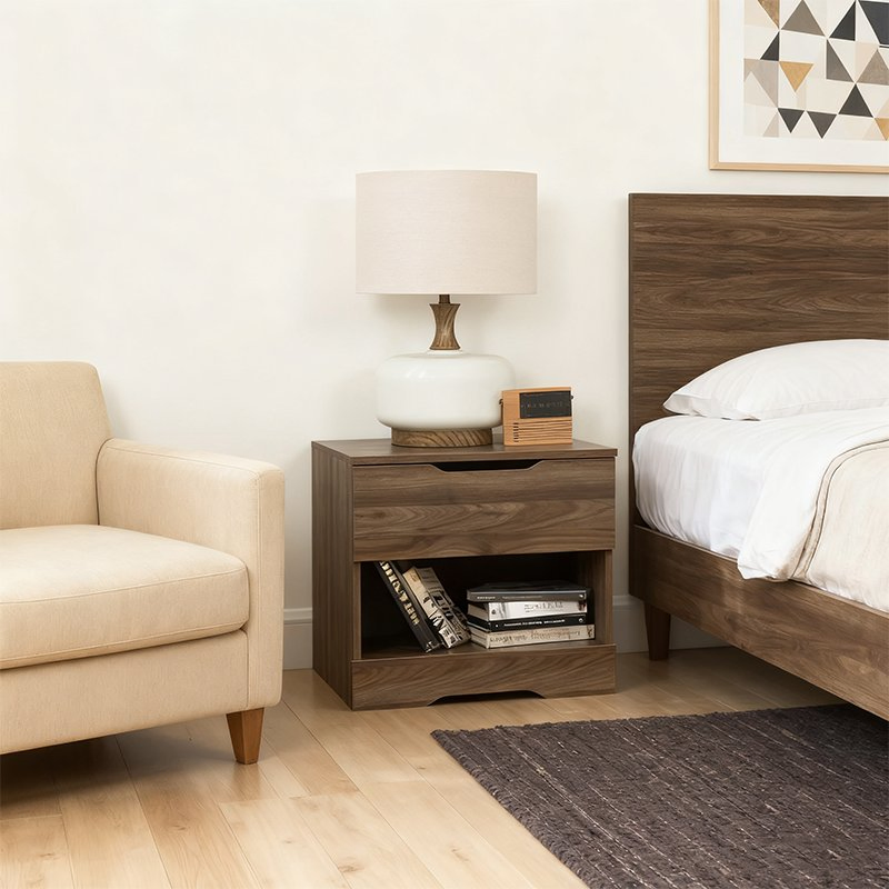 Brown Bed Side Tables Folding Iron Nightstand Custom Night Stand