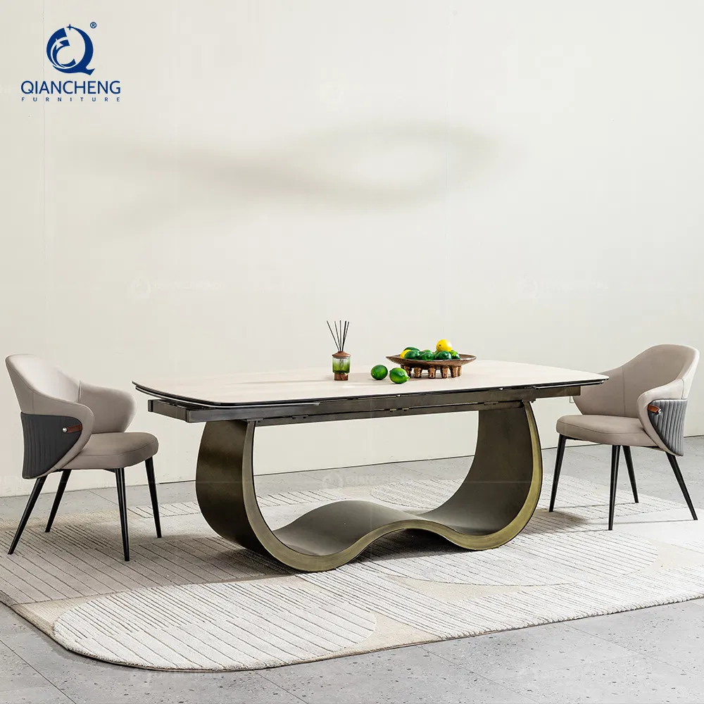 Foshan Factory Furniture Sintered Stone Extending Dining Table Set Tavolo Da Pranzo Allungabile Mesas Extensibles De Comedor