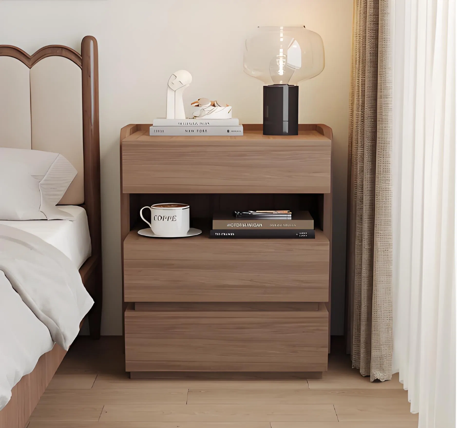 Chic Nightstand Featuring USB Charging for Easy Device Access