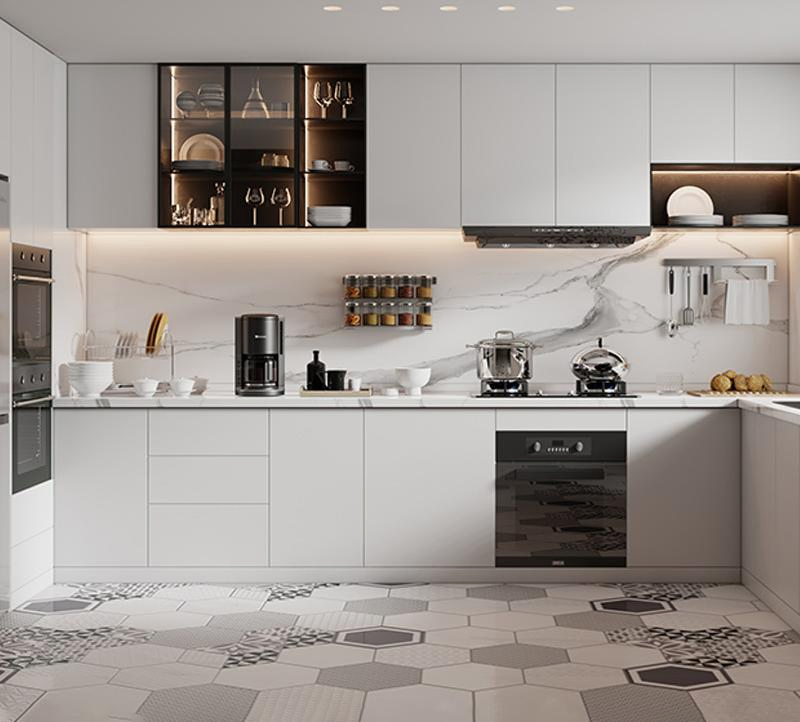 Custom New Design Modern High Gloss Slim Tall Uni Upper Corner Narrow White Shaker Carved Solid Dark Wood Rta Lacquer Modular/MDF/PVC/Melamine Kitchen Cabinet