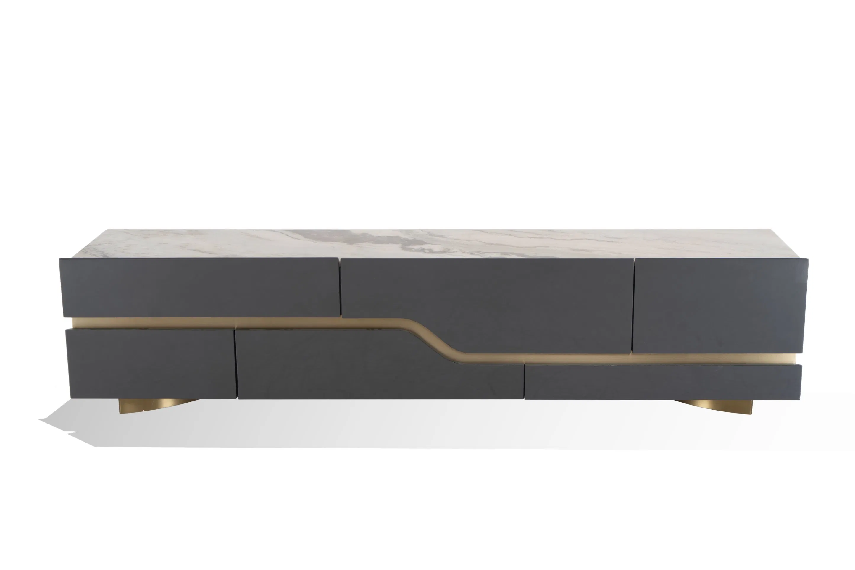 Wooden Hot Sale Storage Modern Rectangle Living Room Grey Black TV Stand