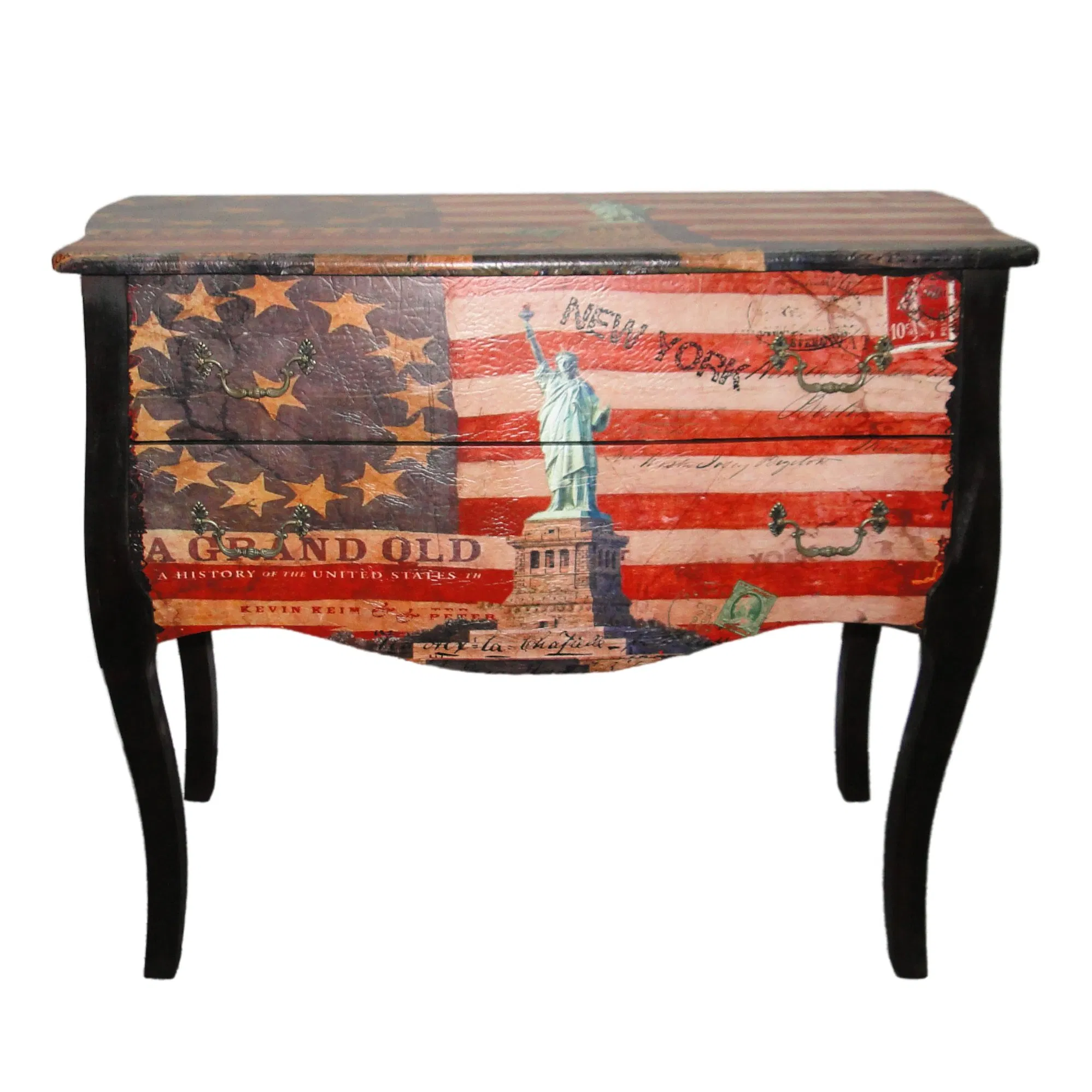 MDF Wood Nightstand with Two Drawers