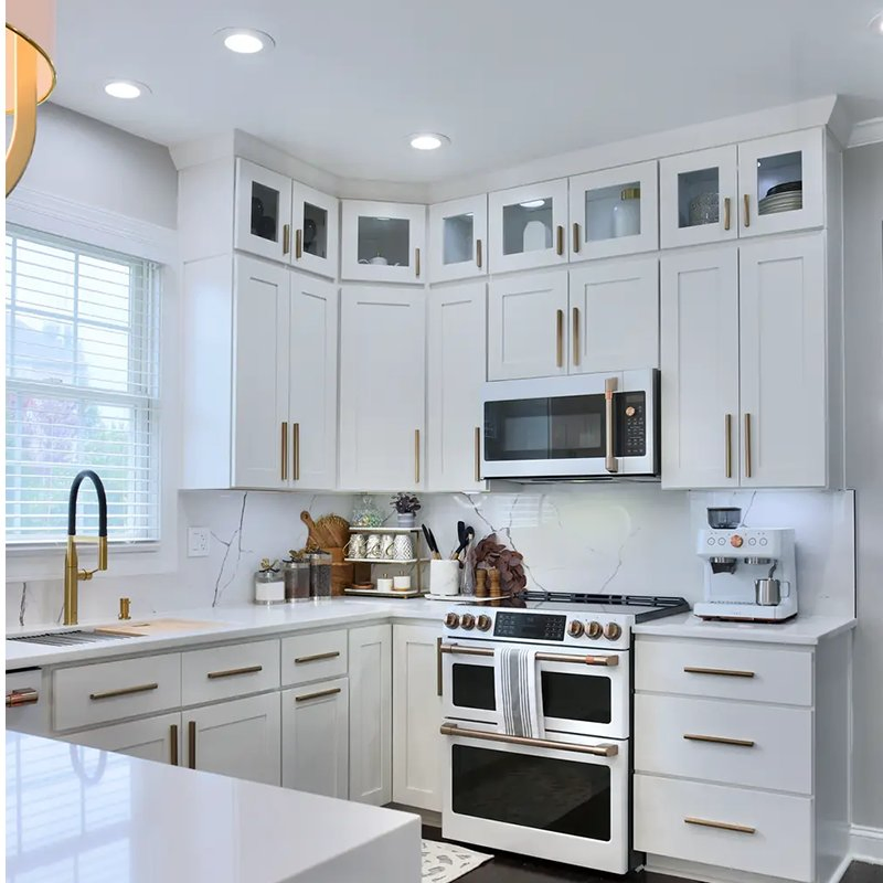 Foshan Furniture Modular White Shaker Rta Kitchen Cabinets with Friendly Wood Material