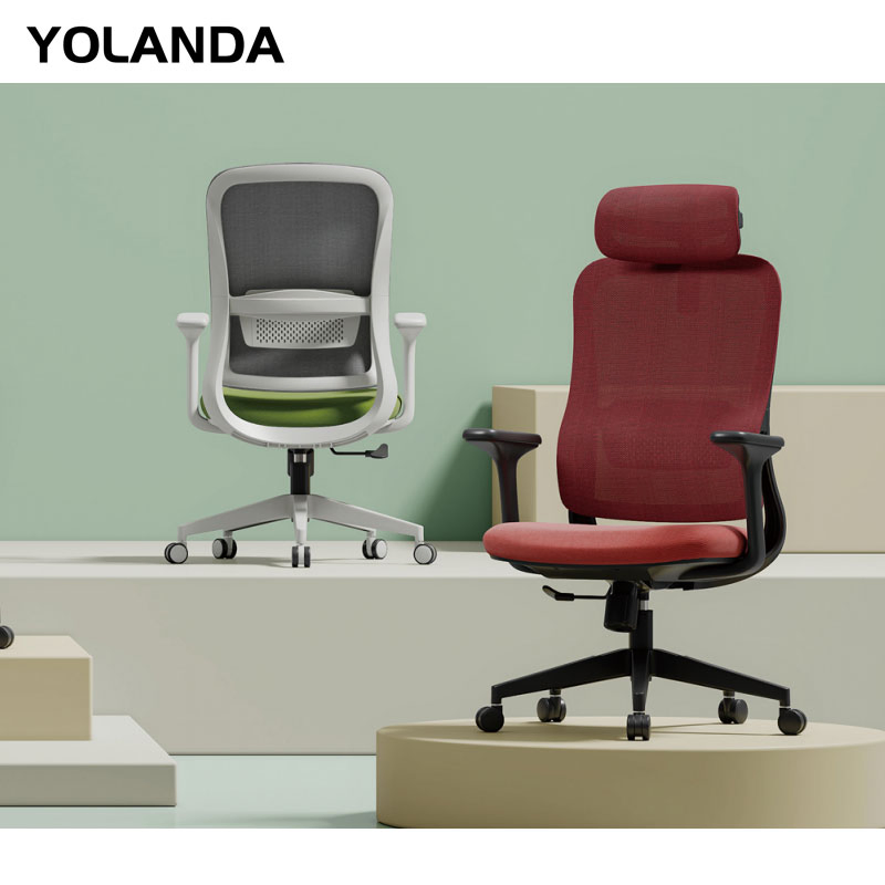 Yolanda Swivel Black Mesh Back Ergonomic Office Chair High Back with Adjustable Headrest for Staff and CEO Work Chair Sillas De Oficina