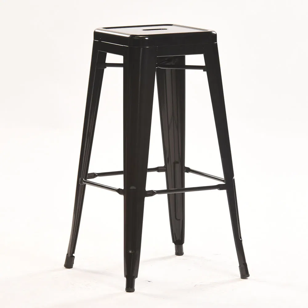 Wholesale Modern Stackable Kitchen Restaurant Black Metal High Chair Bar Stools