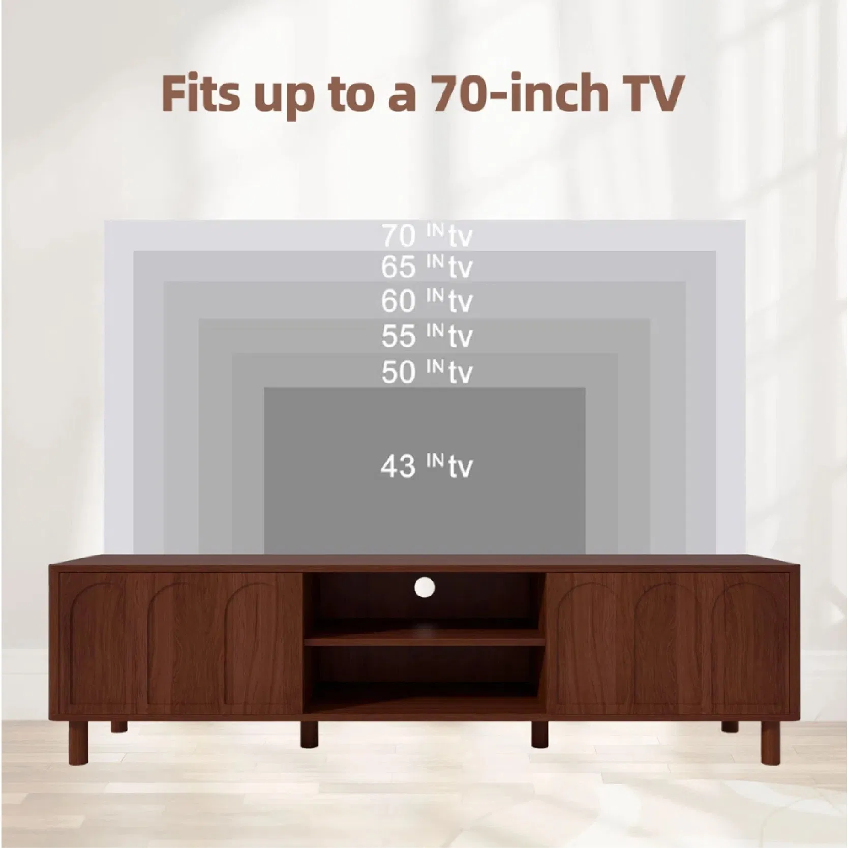 Retro TV Stand Cabinet with Sliding Doors &amp; Hidden Storage for Living Room &amp; Bedroom
