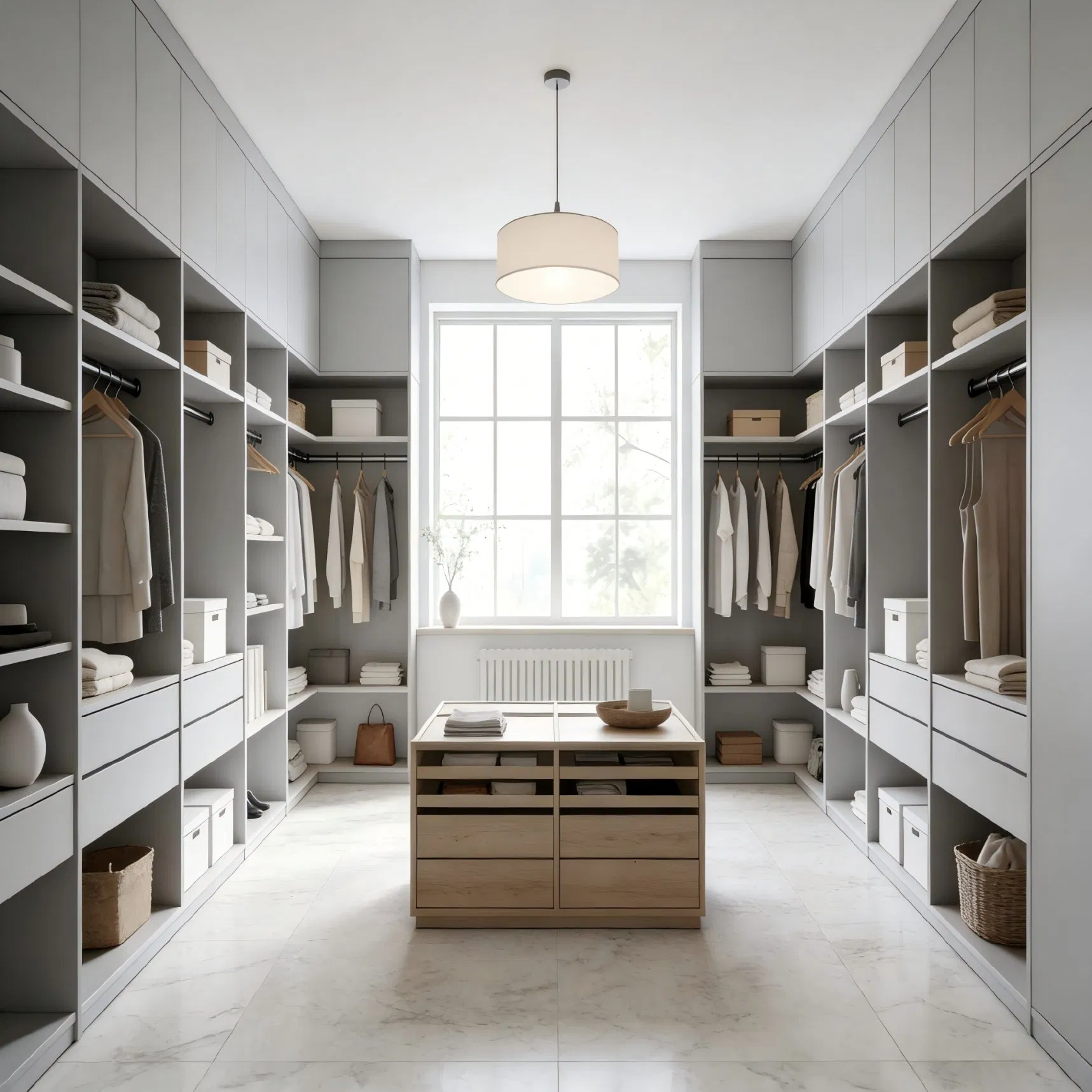 Contemporary High Performance Wall-to-Wall Closet Cabinet Bedroom Wardrobe with Hinged Door