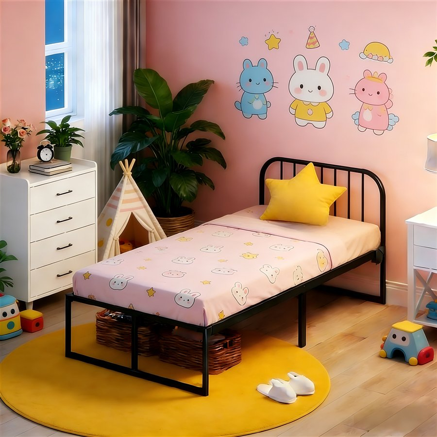 Space-Saving Heavy-Duty Queen Size Metal Bed Frame with Under-Bed Storage Space