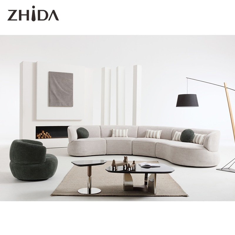 Home Luxury Living Room Furniture Sectional Sofa Set Comfortable Fabric Curved Sofa