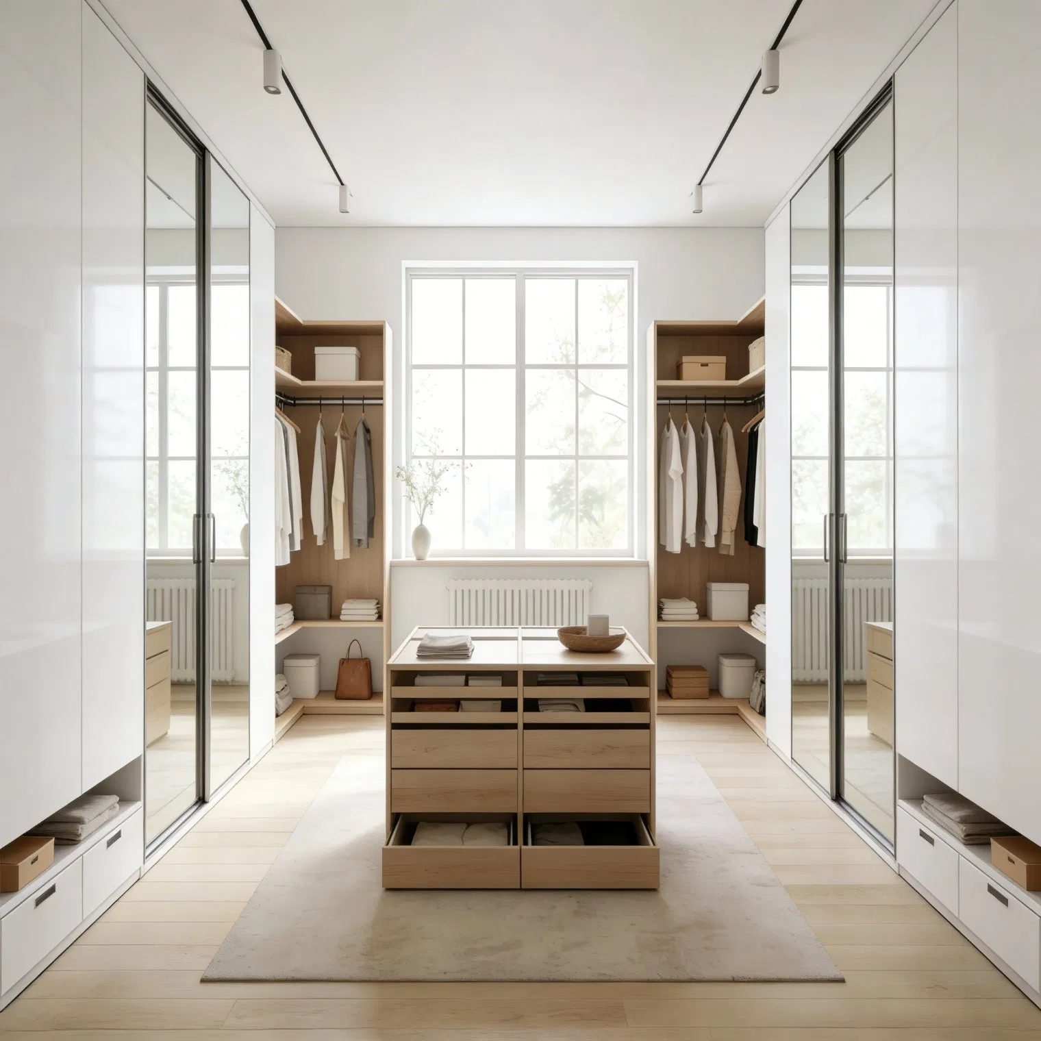 Contemporary High Performance Wall-to-Wall Closet Cabinet Bedroom Wardrobe with Hinged Door