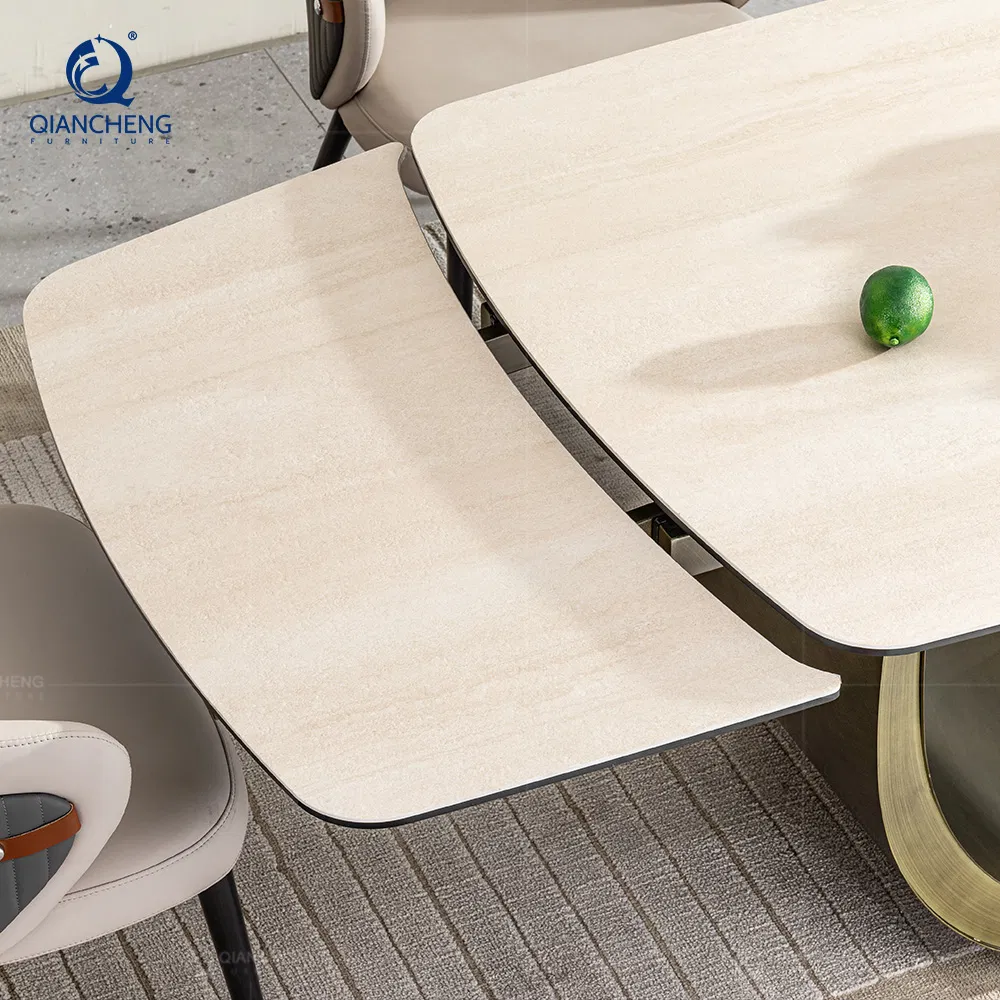 Foshan Factory Furniture Sintered Stone Extending Dining Table Set Tavolo Da Pranzo Allungabile Mesas Extensibles De Comedor