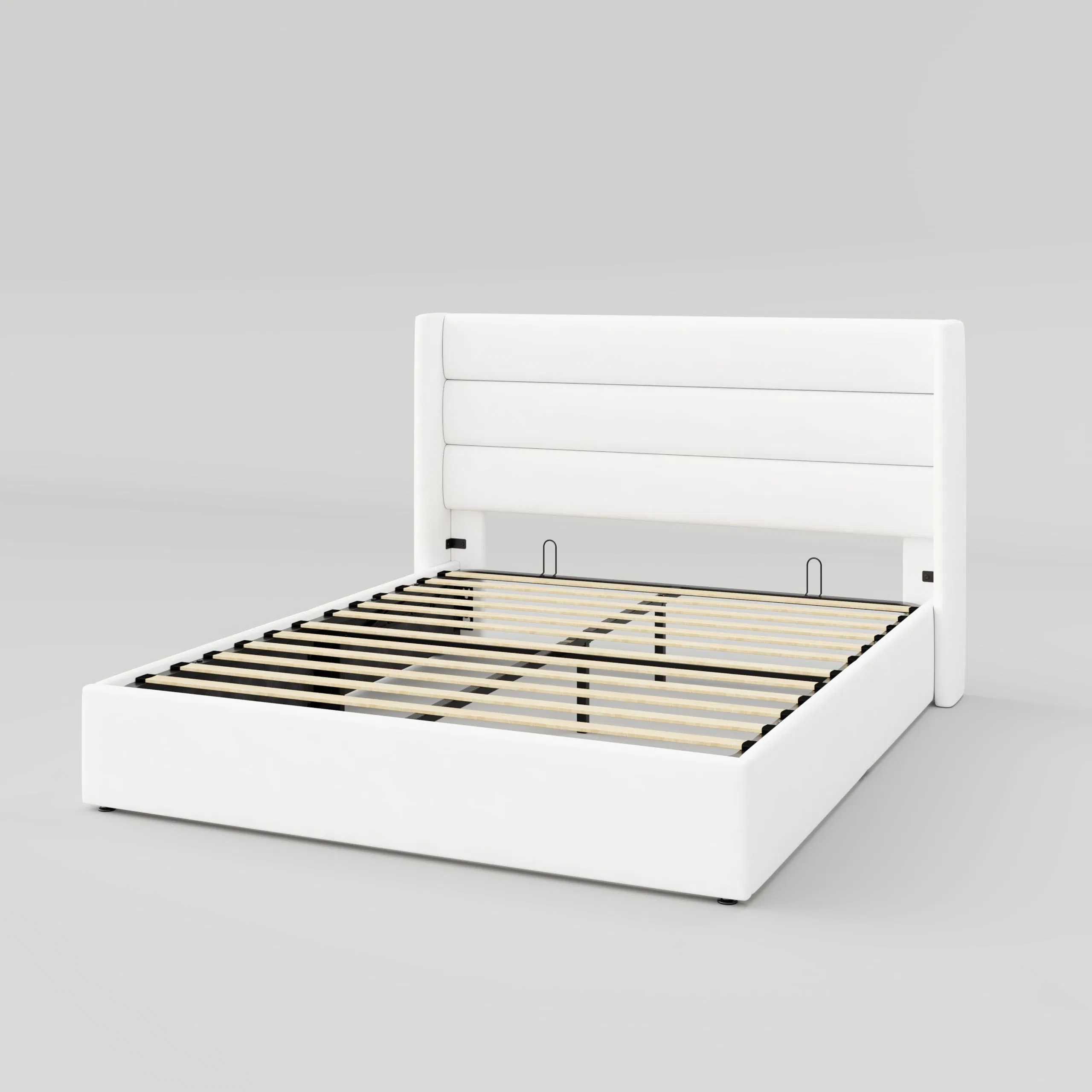 Luxurious King Size Upholstered Wooden Bed Frame with Hidden Storage