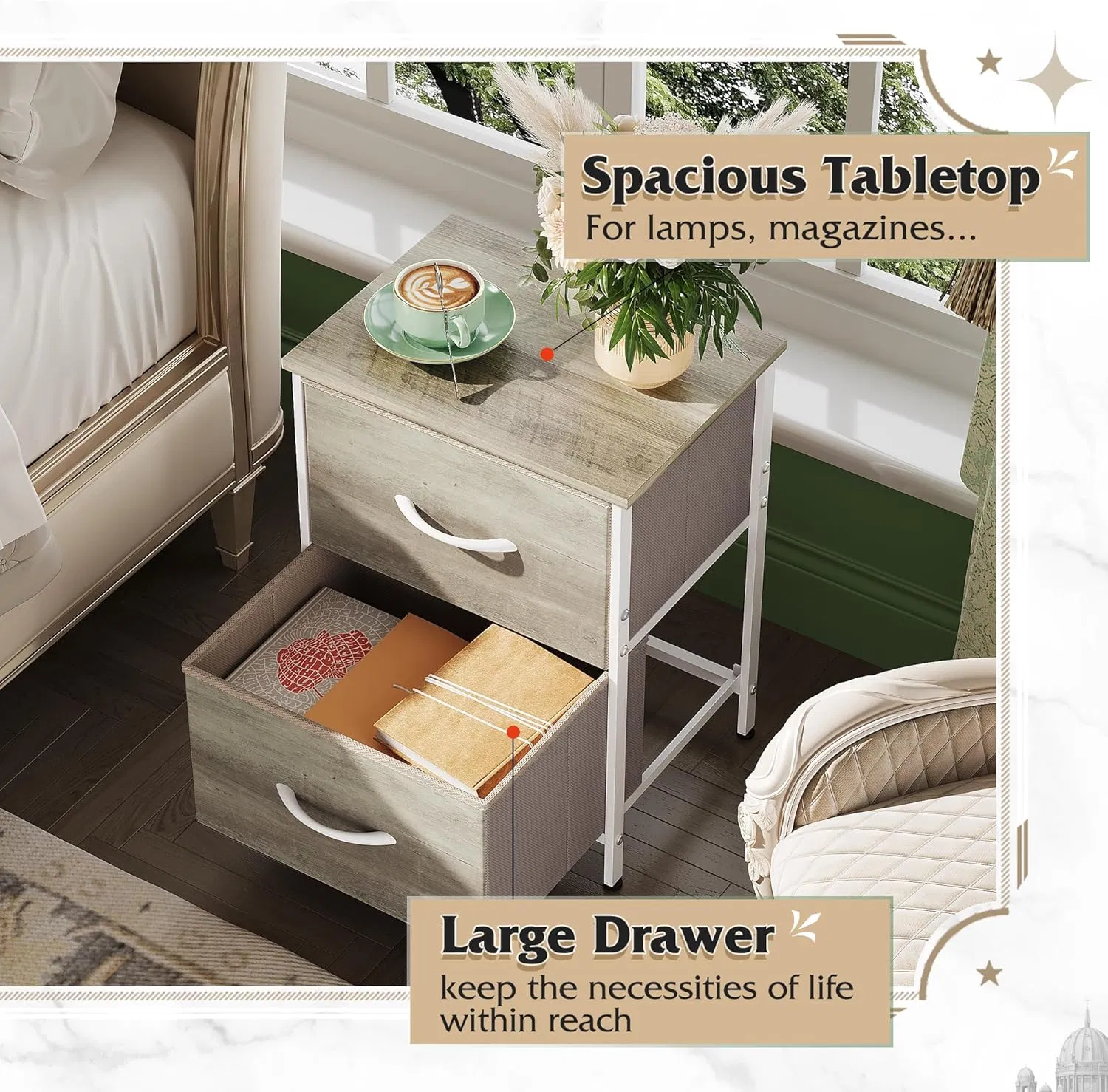 Customized Bedroom Wooden Furniture Bedside Table Storage Nightstand