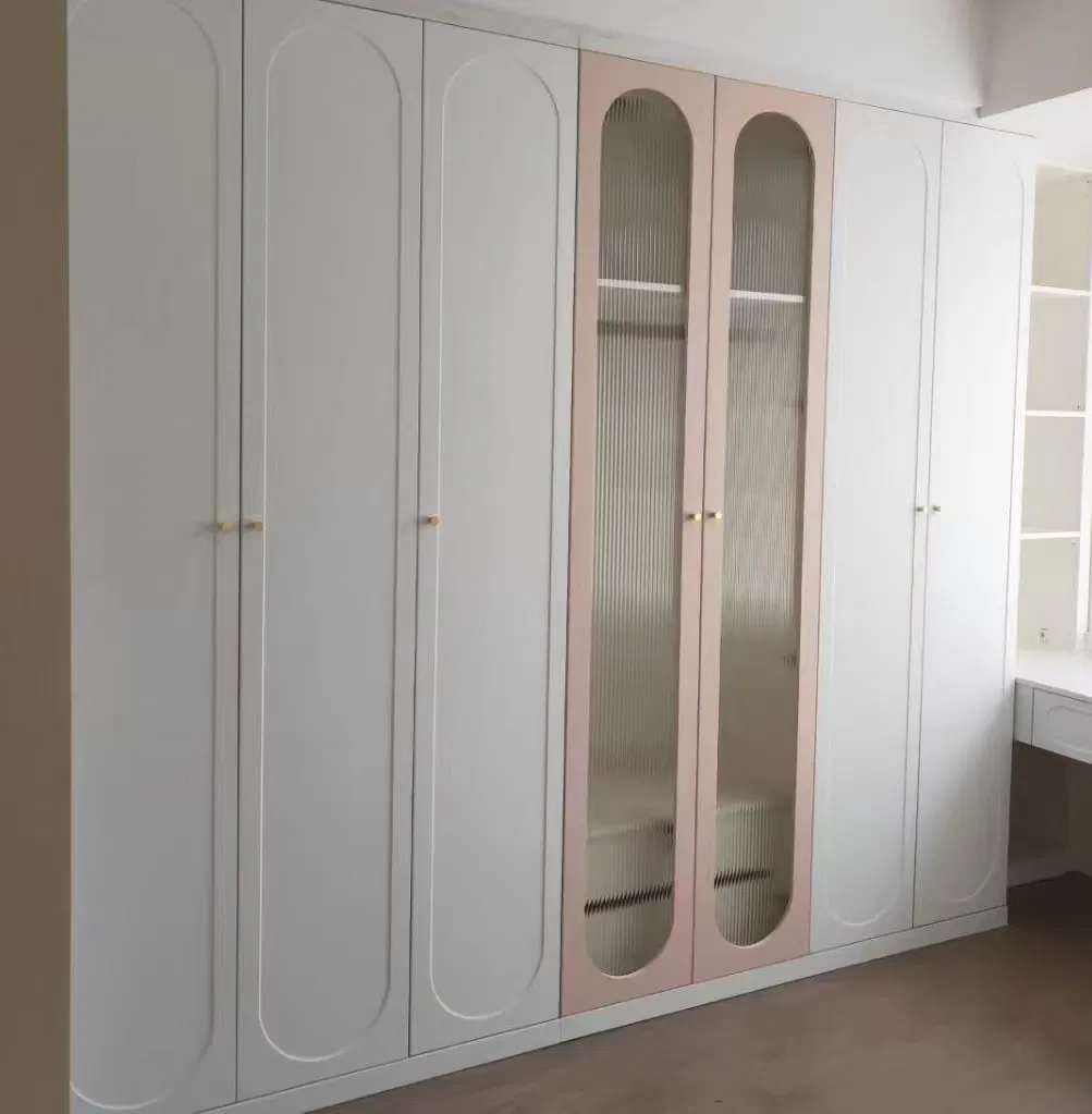 Bedroom Multispace Storage Modern Cabinet 4 Door Wardrobe with Mirror Hinged Door Cheap Wholesale Furniture