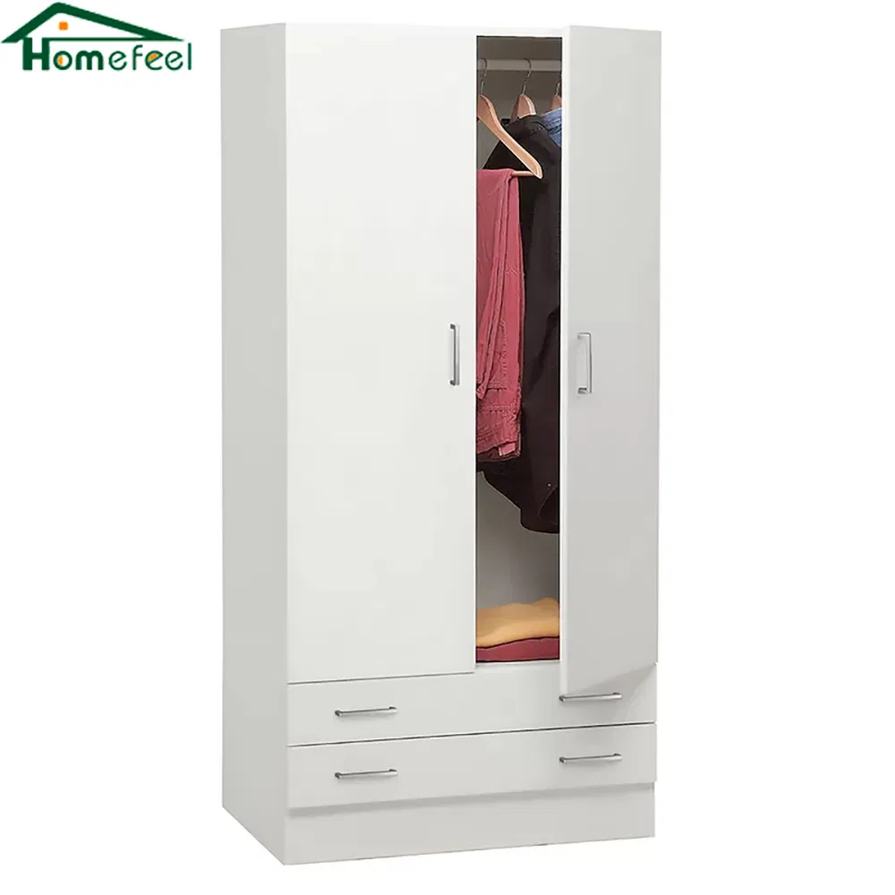 Factory Price Modern Bedroom Home Furniture Wooden Hinged Door Flat Pack Wardrobe