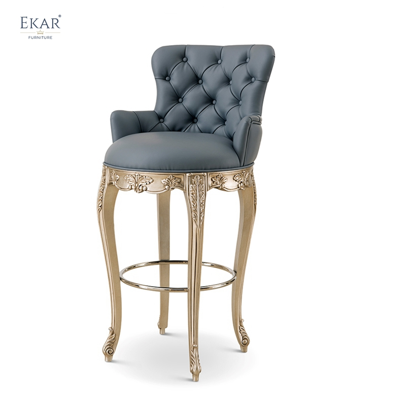 Elegant French Solid Wood Bar Stool Bar Stool with Backrest