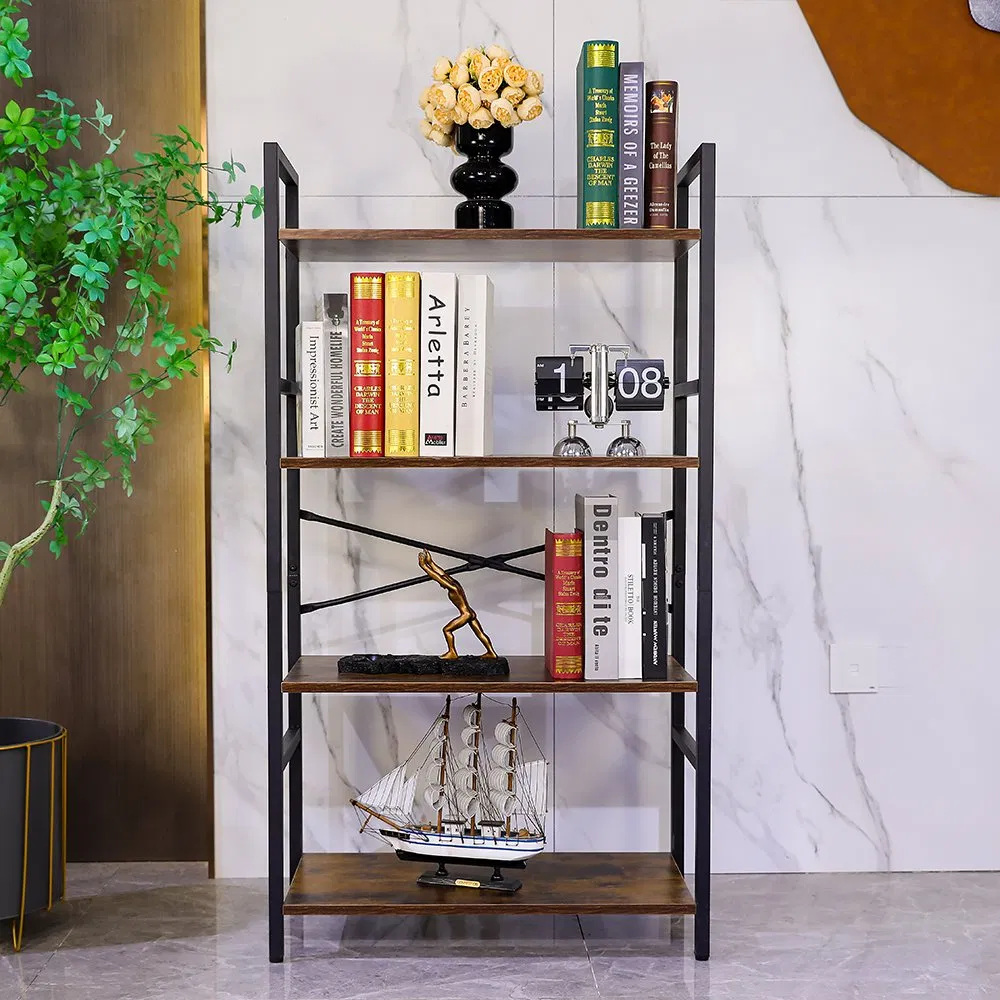 Vintage Ladder Bookshelf in Reclaimed Wood Leaning Freestanding Shelf for Corner Spaces