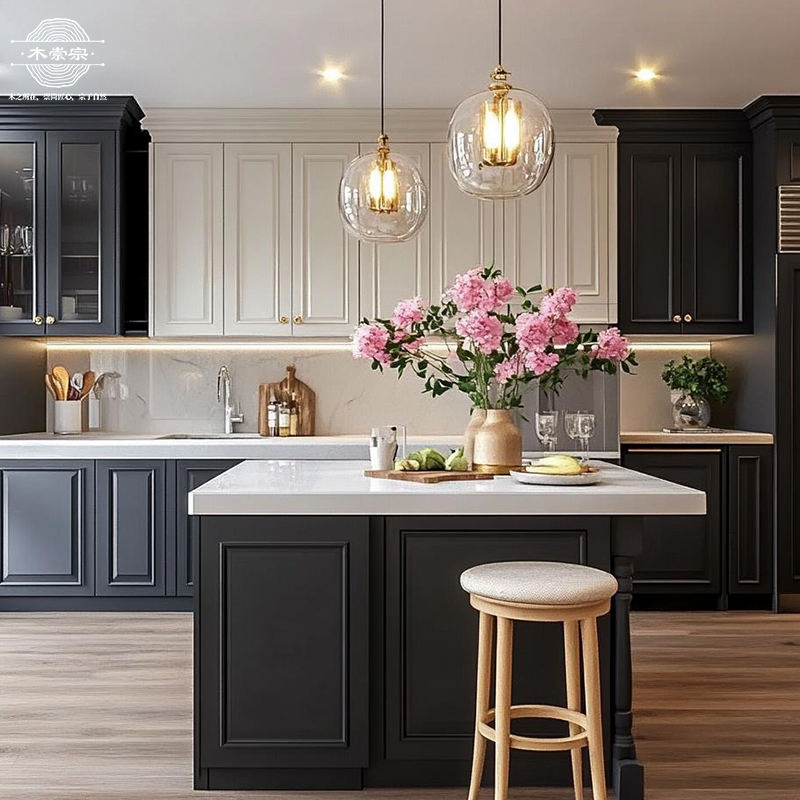 Custom Modern U-Shape Kitchen Cabinet Set Solid Wood Furniture Manufacturer Custom Cupboard Wholesale Modular Kitchen Designs Cabinet