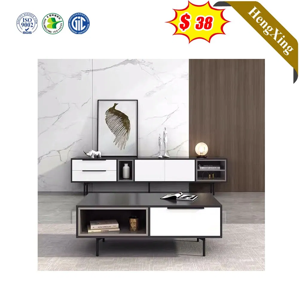 Creative Black Mixed Black Color Living Room Home Furniture Wood Storage TV Stand Coffee Table with Drawers