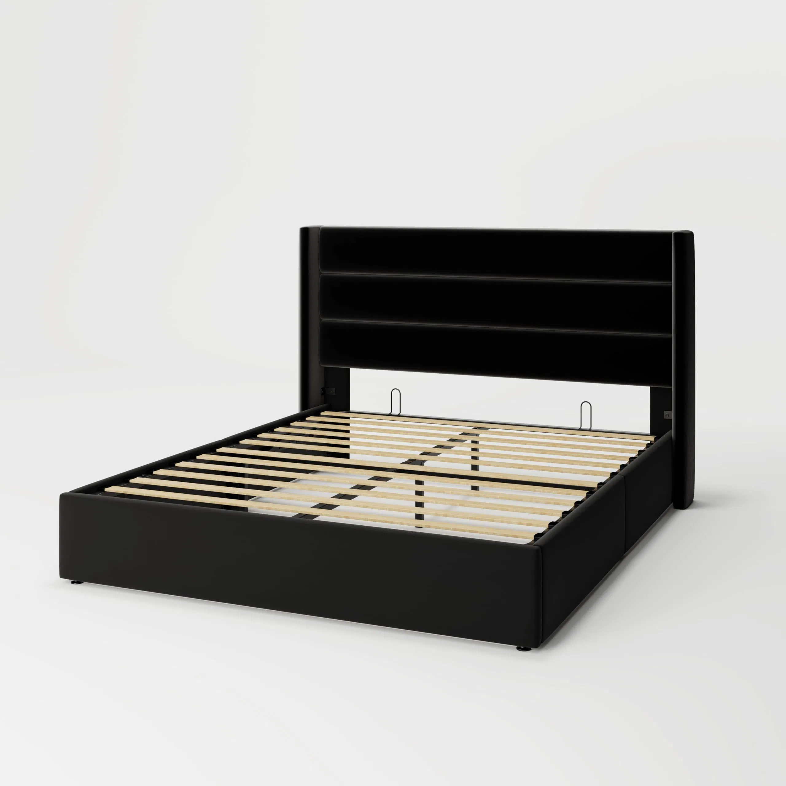 Luxurious King Size Upholstered Wooden Bed Frame with Hidden Storage