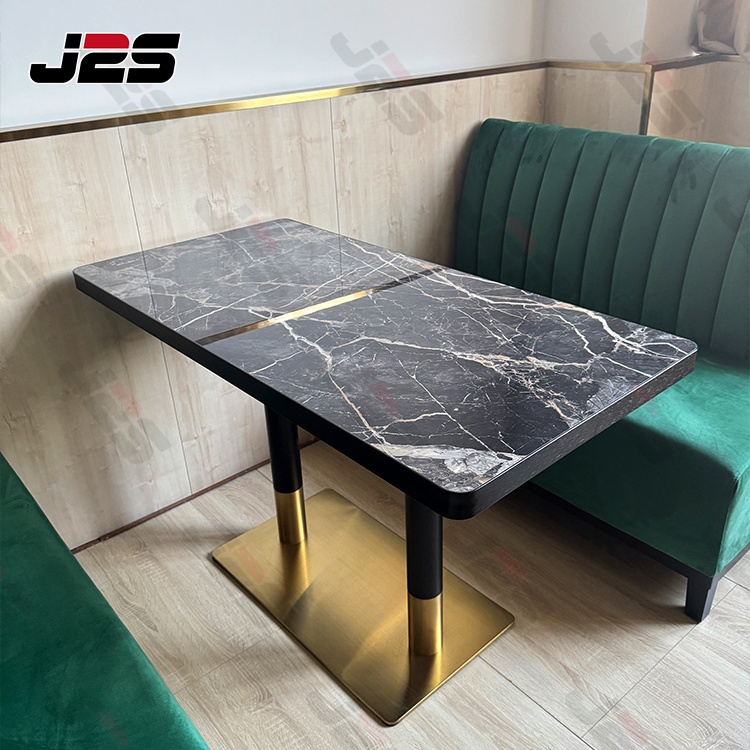 J2s Luxury Modern Metal Restaurant Table with Marble Top and Metal Base for Hotel Cafe Bar Coffee Shop Furniture