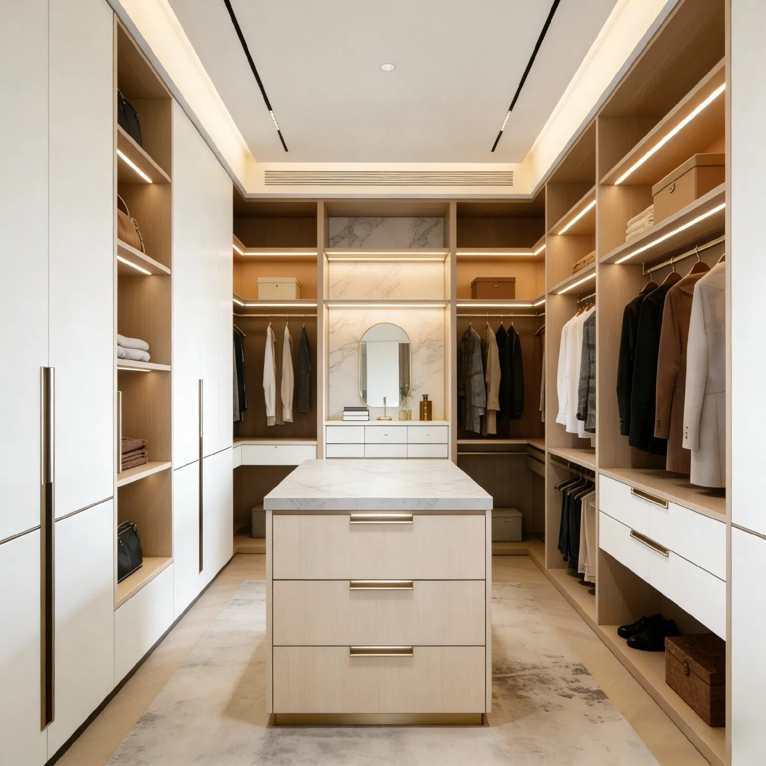 Contemporary High Performance Wall-to-Wall Closet Cabinet Bedroom Wardrobe with Hinged Door