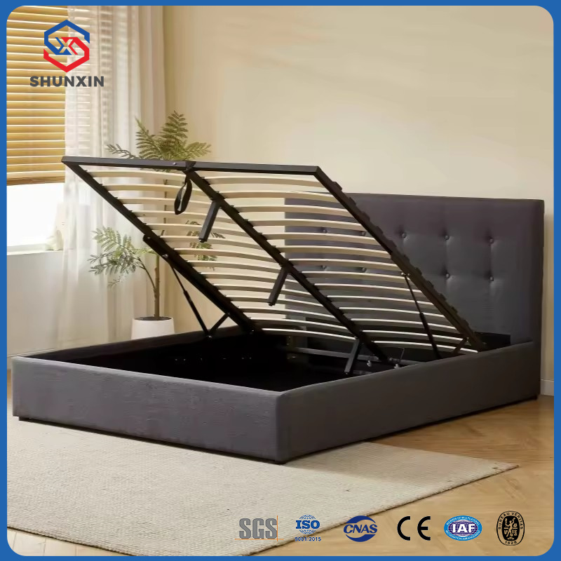 Cheap Upholstered Storage Bed Material Headboard King Size Bed Frame