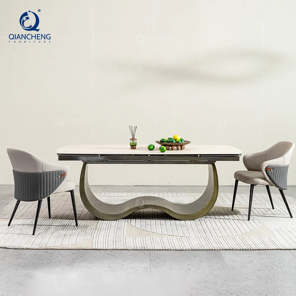 Foshan Factory Furniture Sintered Stone Extending Dining Table Set Tavolo Da Pranzo Allungabile Mesas Extensibles De Comedor