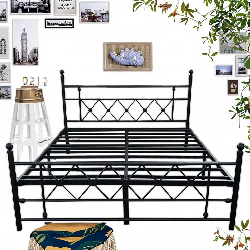 King Cheap Twin Size Queen Bed Frame with Storage and Headboard Black