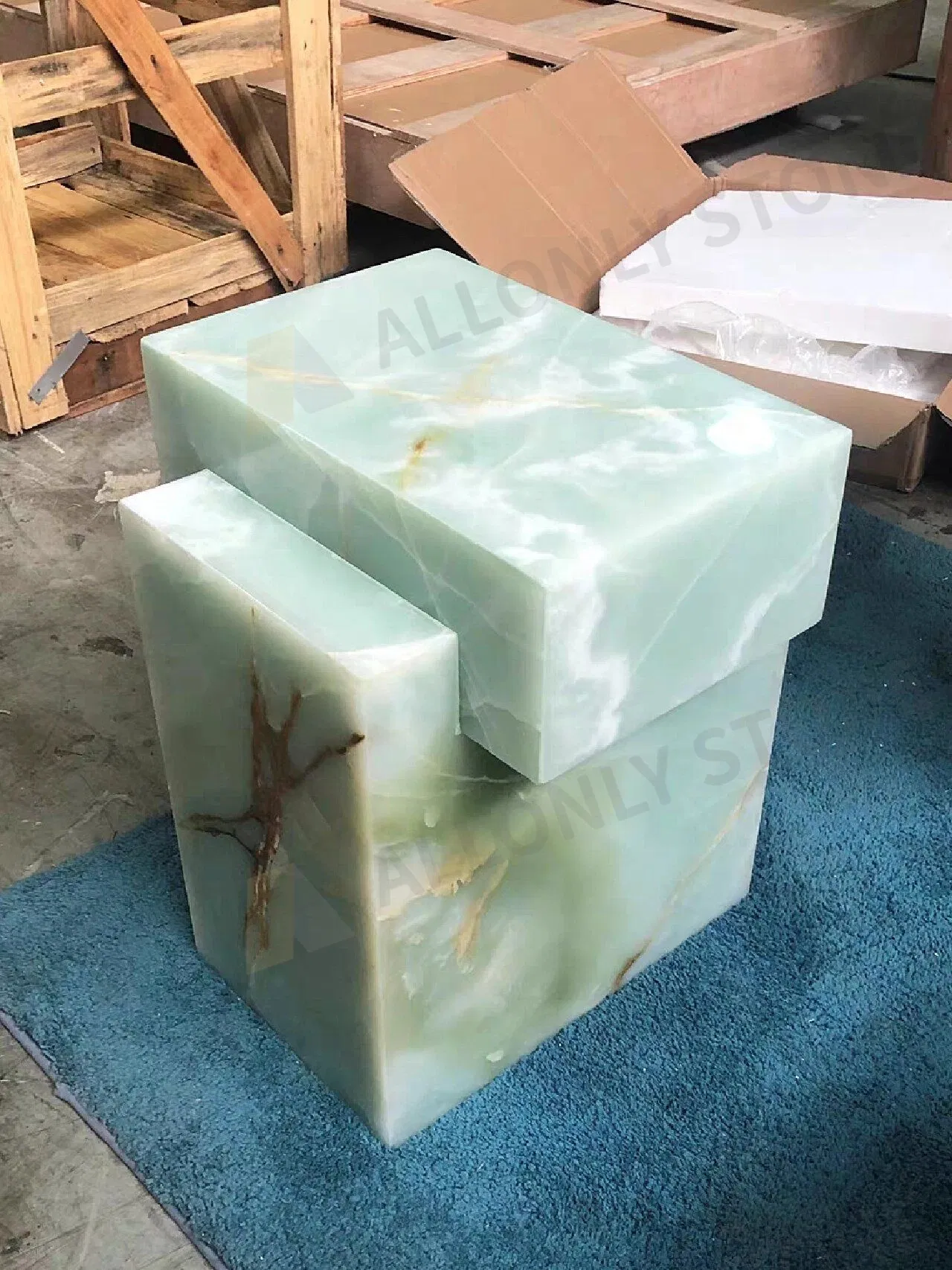 Hotel Lobby Sofa Side Table Bedside Table Living Room Green/Pink/Whitepink Onyx Marble Coffee Table Display Stand Side Table