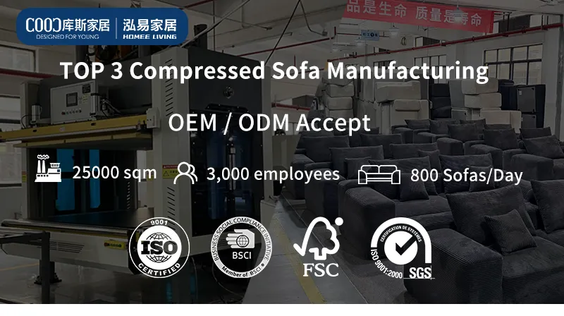 Modern 3 Seater Sectional Foam Compressed Sofa Set