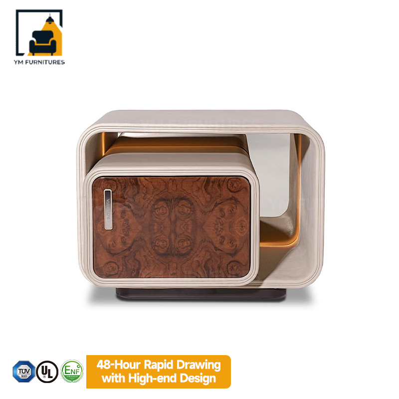 High-End Residential Interiors Sideboard Bedside Storage Cabinet Luxury Nightstand with Light