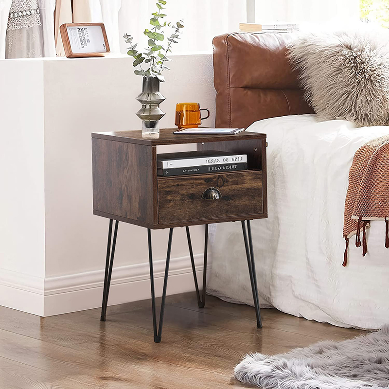 Wood Bedroom Furniture with Drawer Wooden Nightstands Bedside Table