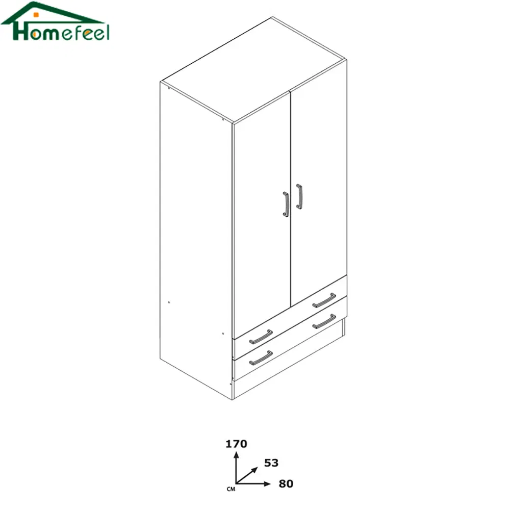 Factory Price Modern Bedroom Home Furniture Wooden Hinged Door Flat Pack Wardrobe