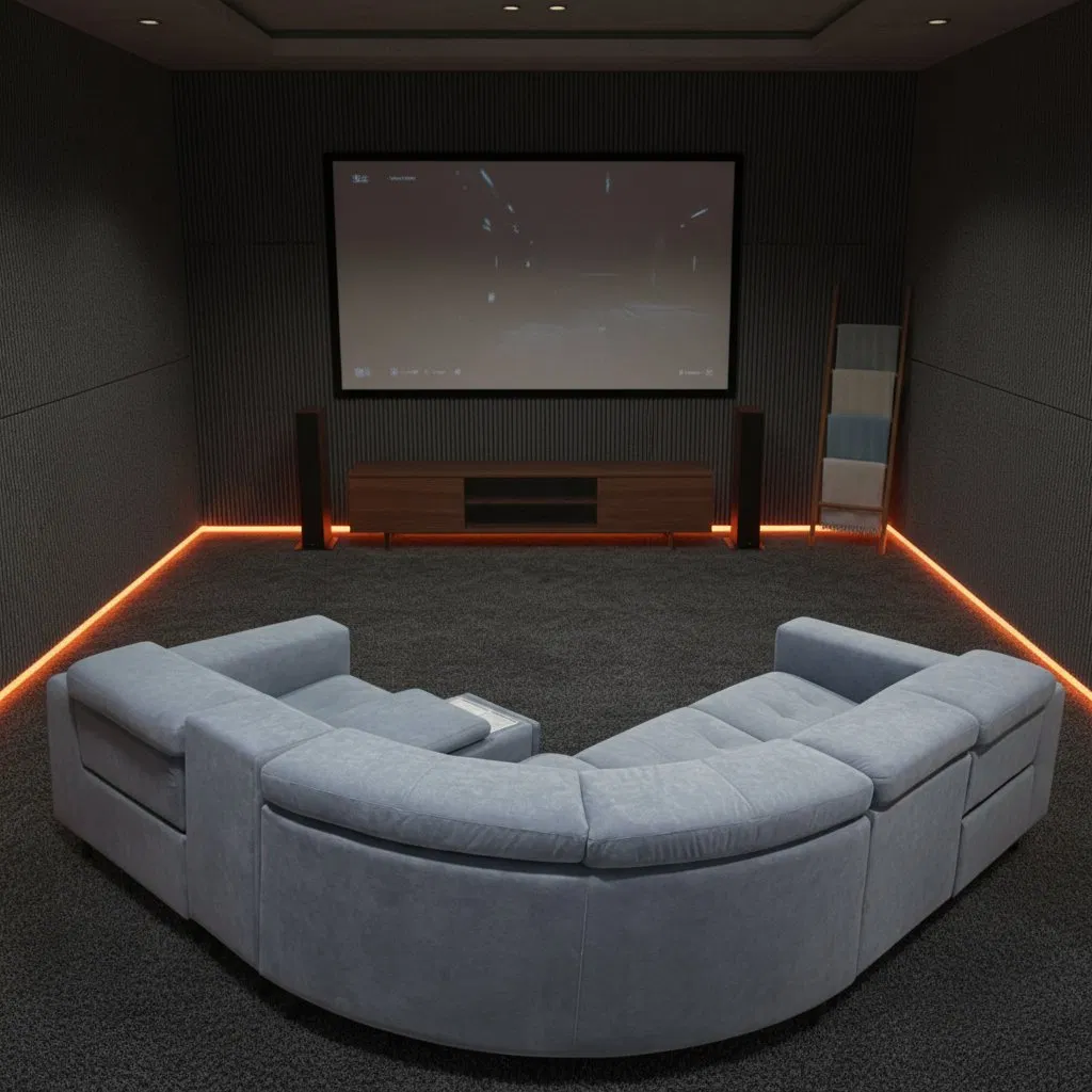 Modern Power Recliner Sofas Furniture High Quality Fabric Function Sectional Sofa with Cup Holder Storage Adjustable Headrest